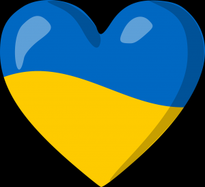 sydän, jossa ukrainan lipun värit